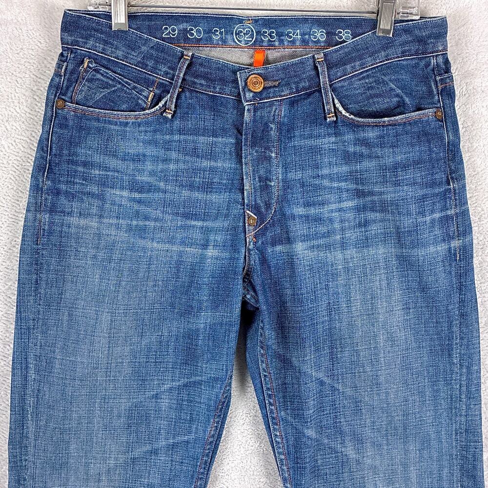 VTG Earnest Sewn Jeans Men 32 Fulton Straight Whiskered Faded Y2K Made in USA - Picture 2 of 13